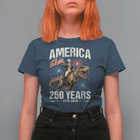 America 250 Years George Washington Riding Tyrannosaurus Rex T Shirt For Women