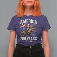 America 250 Years George Washington Riding Tyrannosaurus Rex T Shirt For Women
