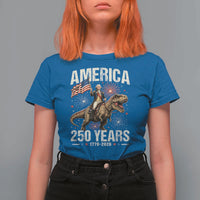America 250 Years George Washington Riding Tyrannosaurus Rex T Shirt For Women