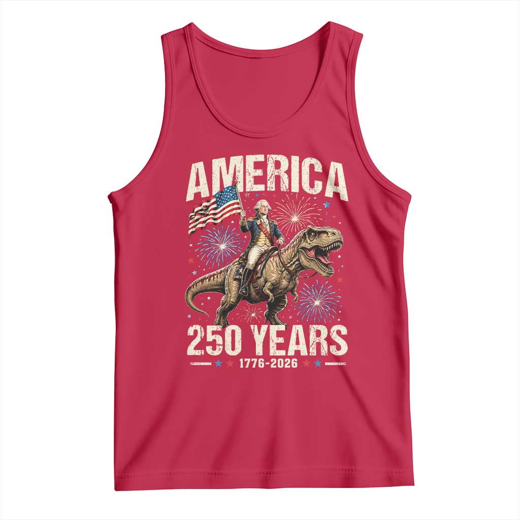 America 250 Years George Washington Riding Tyrannosaurus Rex Tank Top