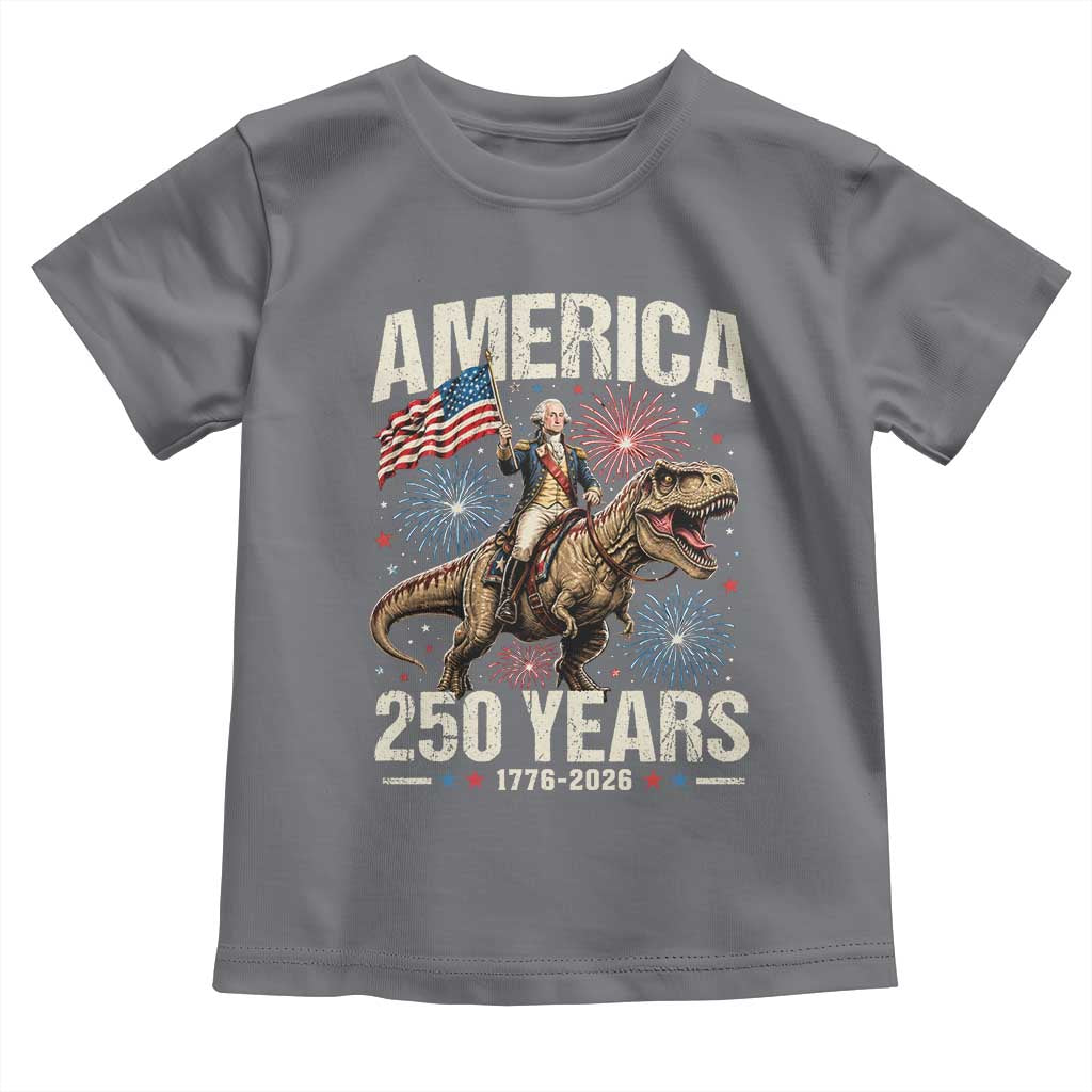 America 250 Years George Washington Riding Tyrannosaurus Rex Toddler T Shirt