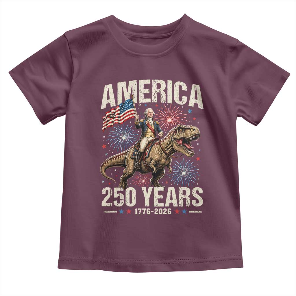 America 250 Years George Washington Riding Tyrannosaurus Rex Toddler T Shirt
