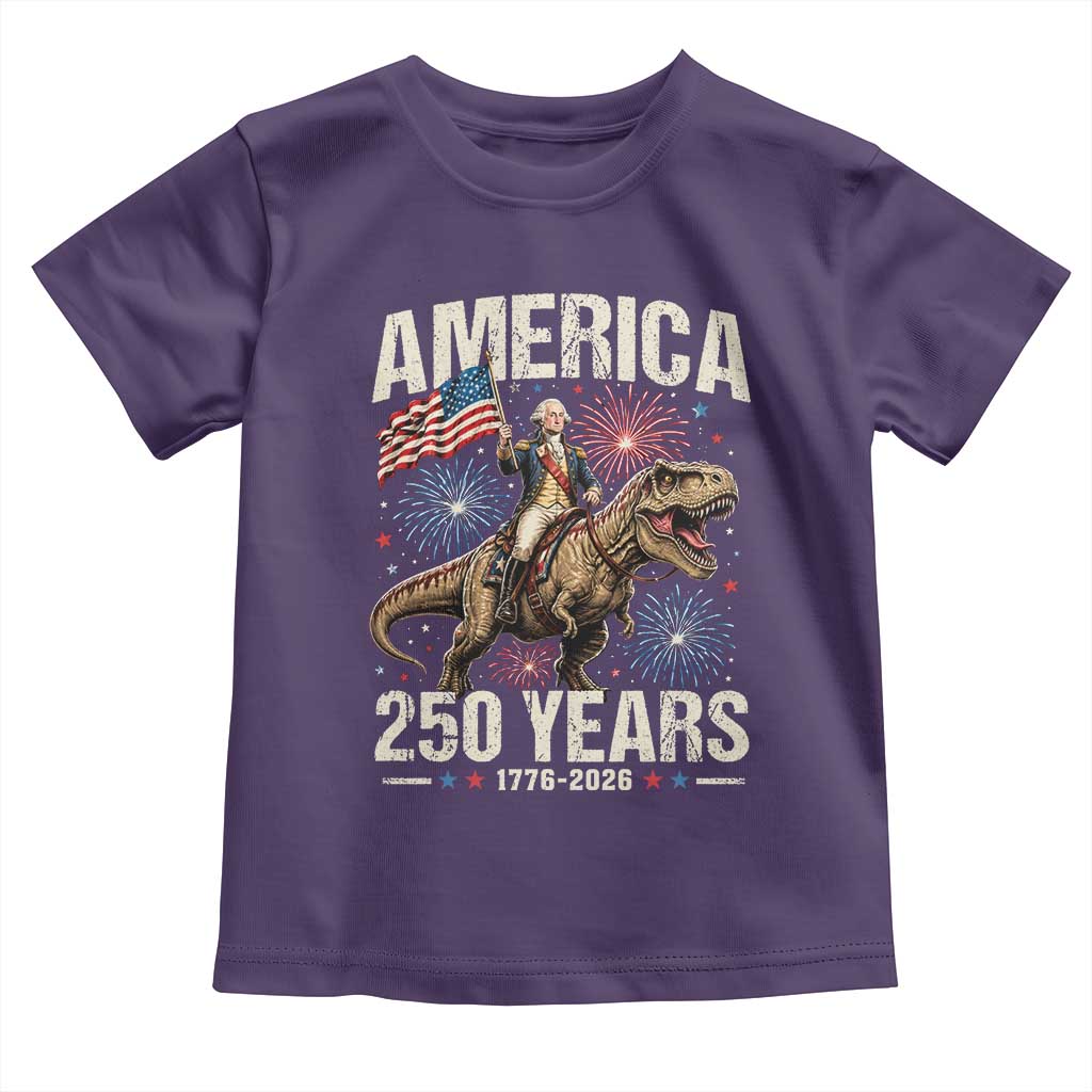 America 250 Years George Washington Riding Tyrannosaurus Rex Toddler T Shirt