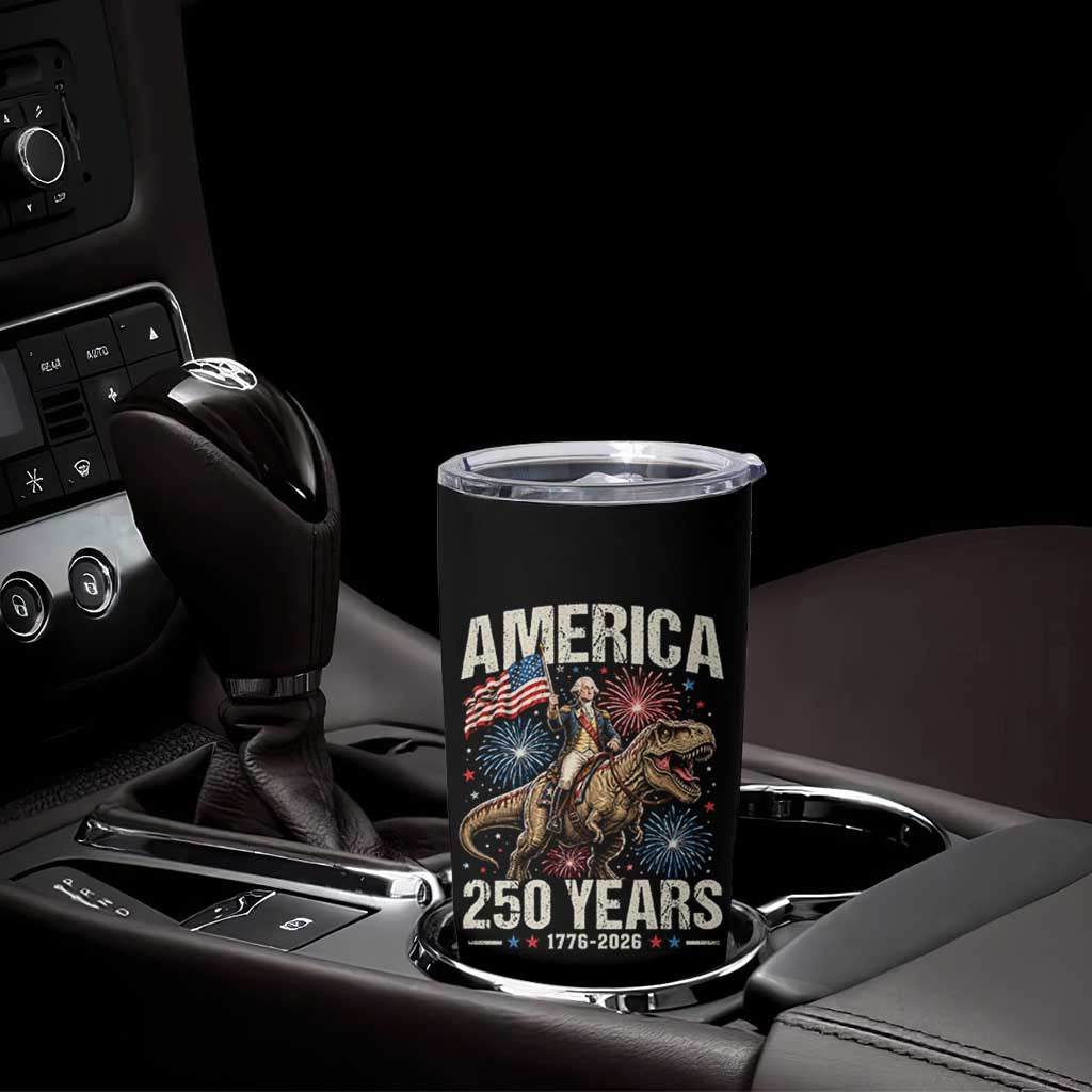 America 250 Years George Washington Riding Tyrannosaurus Rex Tumbler Cup