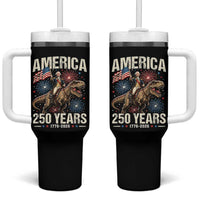 America 250 Years George Washington Riding Tyrannosaurus Rex Tumbler With Handle