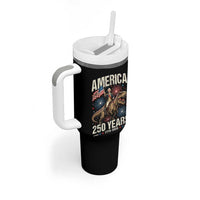 America 250 Years George Washington Riding Tyrannosaurus Rex Tumbler With Handle