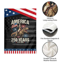 America 250 Years George Washington Riding Tyrannosaurus Rex Patriotic Garden Flag
