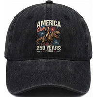 America 250 Years George Washington Riding Tyrannosaurus Rex Washed Cotton Baseball Cap