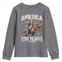 America 250 Years George Washington Riding Tyrannosaurus Rex Youth Sweatshirt