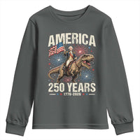 America 250 Years George Washington Riding Tyrannosaurus Rex Youth Sweatshirt