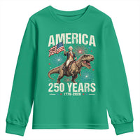 America 250 Years George Washington Riding Tyrannosaurus Rex Youth Sweatshirt