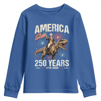 America 250 Years George Washington Riding Tyrannosaurus Rex Youth Sweatshirt