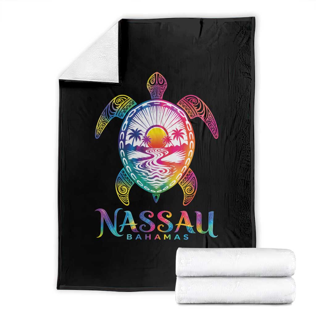 Nassau Bahamas Beach Vacation Throw Blanket Tie Dye Sea Turtle