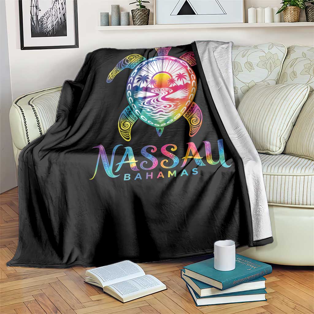 Nassau Bahamas Beach Vacation Throw Blanket Tie Dye Sea Turtle