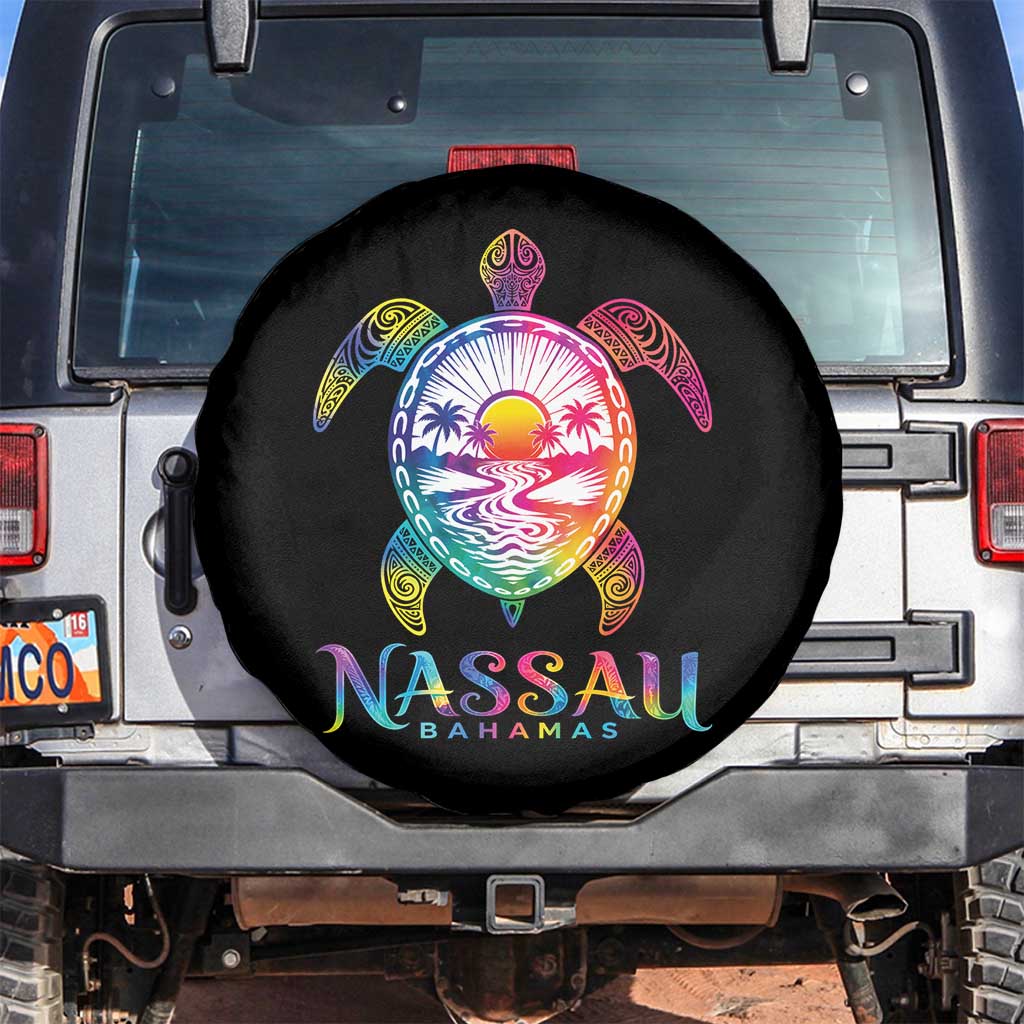 Nassau Bahamas Beach Vacation Spare Tire Cover Tie Dye Sea Turtle