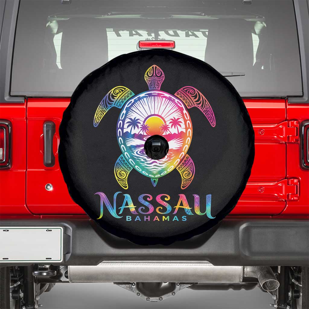 Nassau Bahamas Beach Vacation Spare Tire Cover Tie Dye Sea Turtle