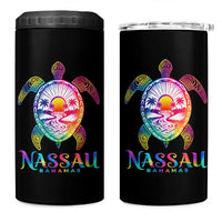 Nassau Bahamas Beach Vacation 4 in 1 Can Cooler Tumbler Tie Dye Sea Turtle