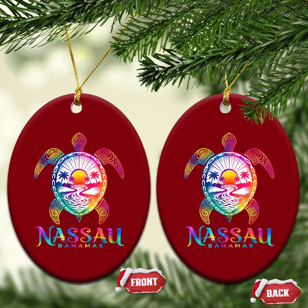 Nassau Bahamas Beach Vacation Ceramic Ornament Tie Dye Sea Turtle
