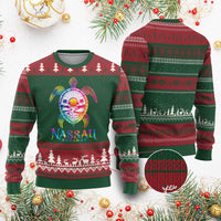 Nassau Bahamas Beach Vacation Ugly Christmas Sweater Tie Dye Sea Turtle