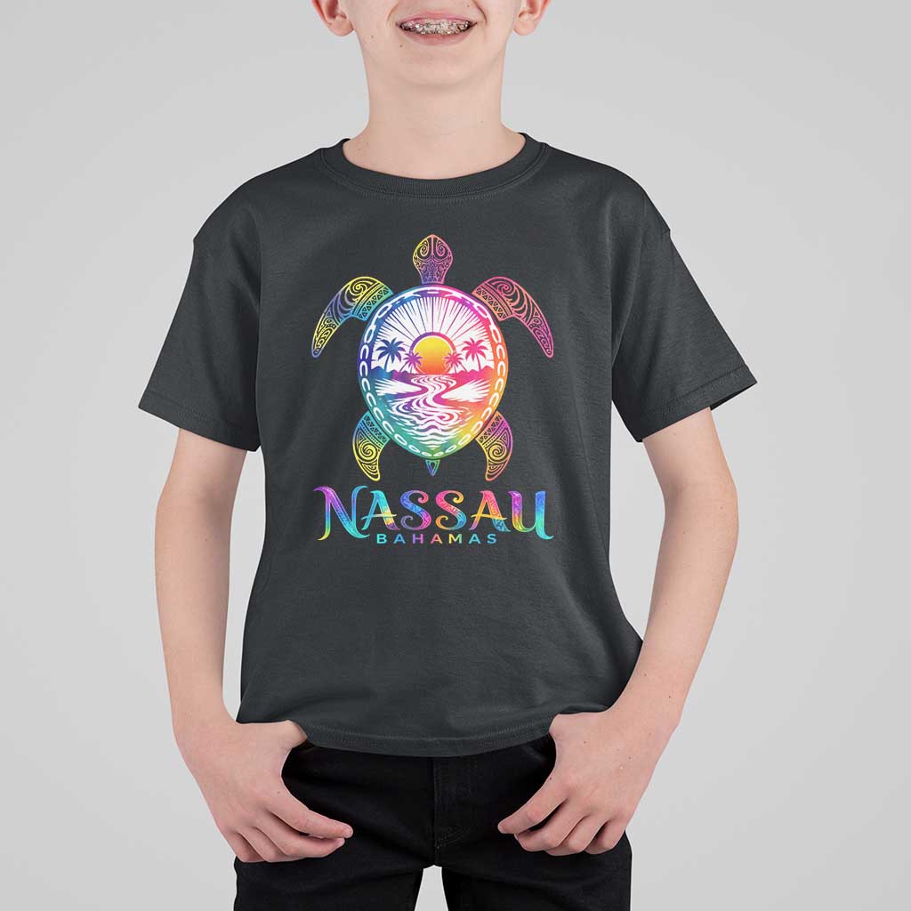 Nassau Bahamas Beach Vacation T Shirt For Kid Tie Dye Sea Turtle