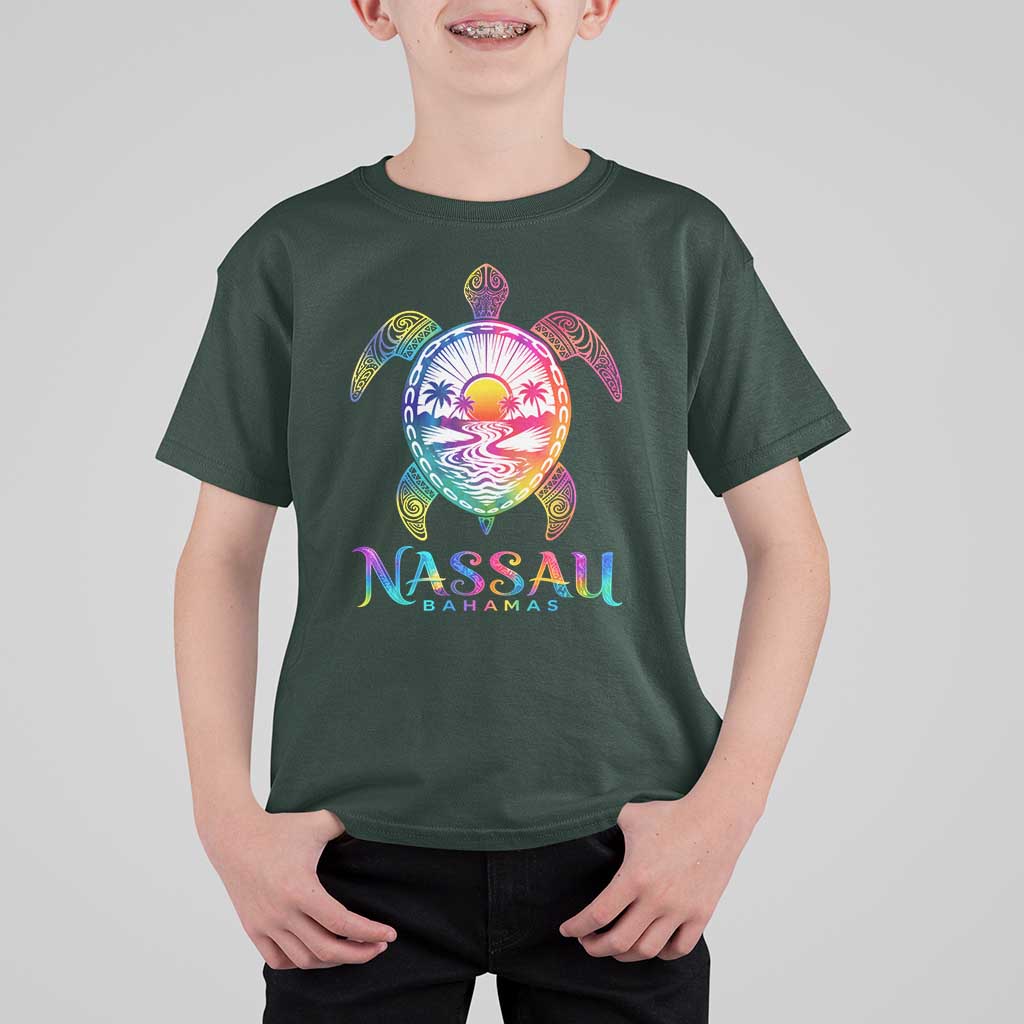 Nassau Bahamas Beach Vacation T Shirt For Kid Tie Dye Sea Turtle