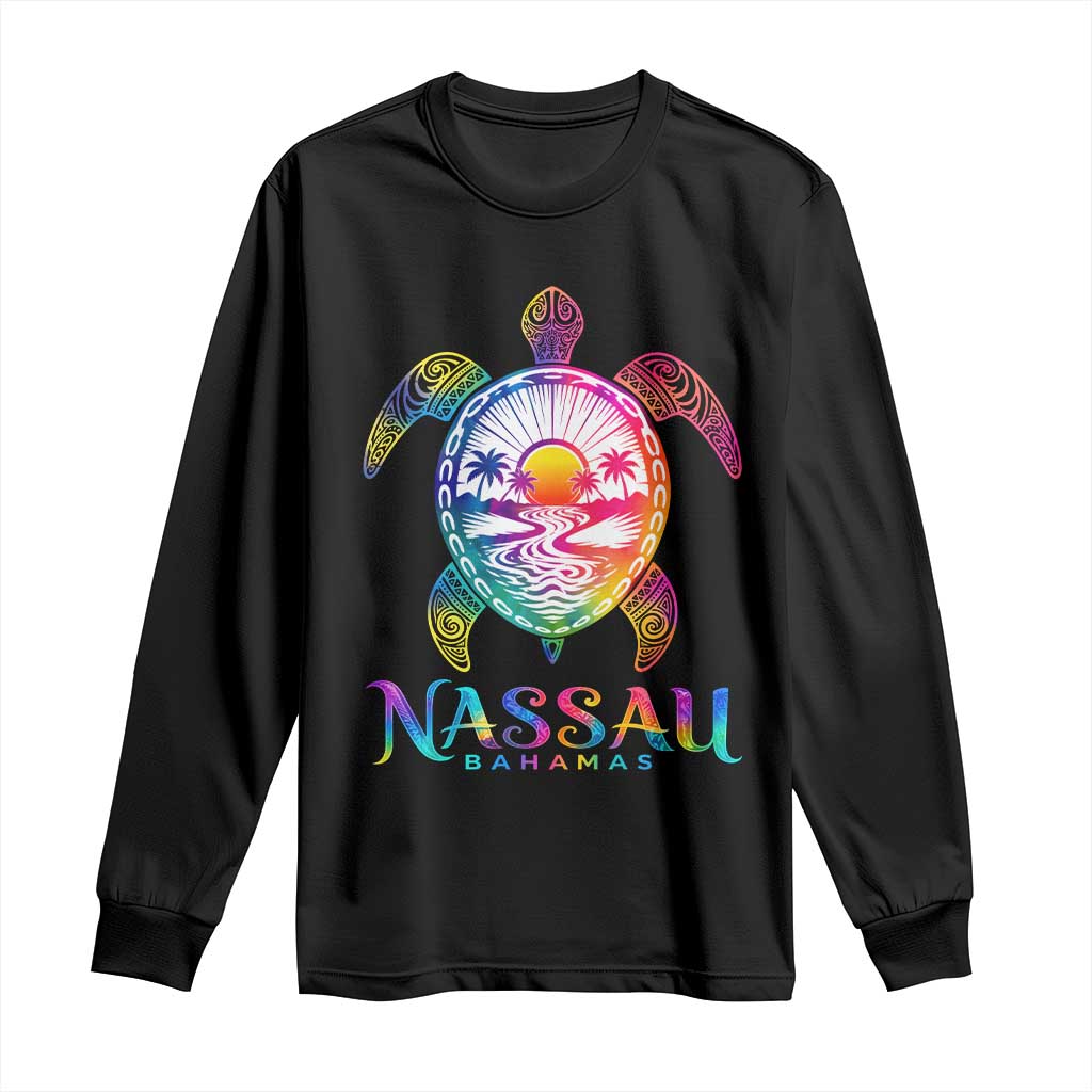 Nassau Bahamas Beach Vacation Long Sleeve Shirt Tie Dye Sea Turtle