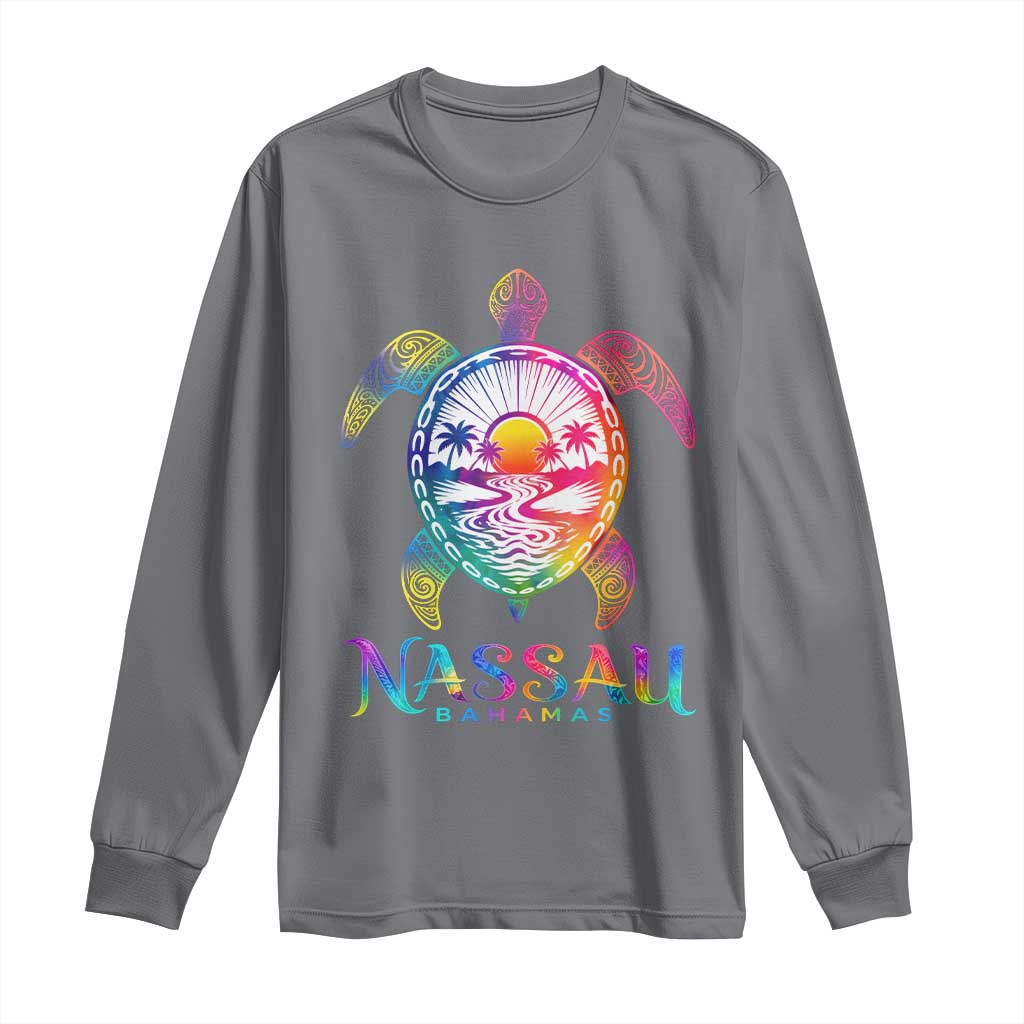 Nassau Bahamas Beach Vacation Long Sleeve Shirt Tie Dye Sea Turtle