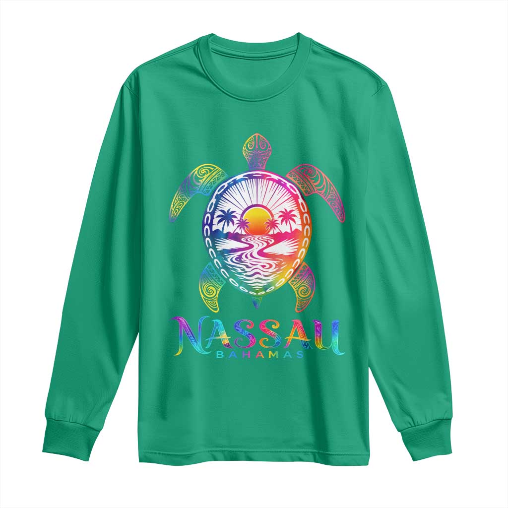 Nassau Bahamas Beach Vacation Long Sleeve Shirt Tie Dye Sea Turtle