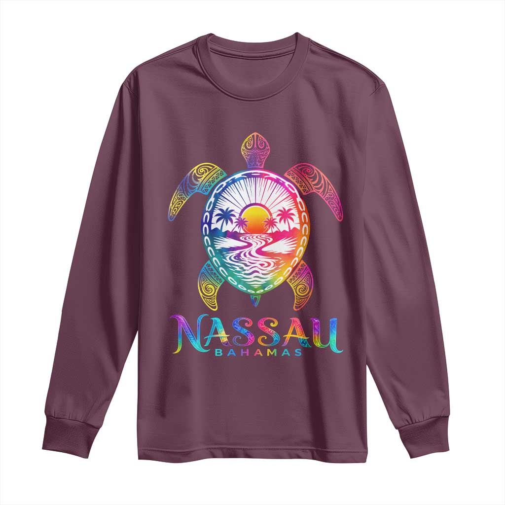 Nassau Bahamas Beach Vacation Long Sleeve Shirt Tie Dye Sea Turtle