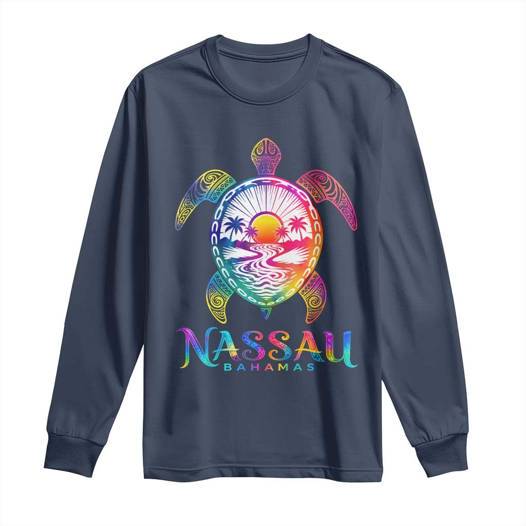 Nassau Bahamas Beach Vacation Long Sleeve Shirt Tie Dye Sea Turtle