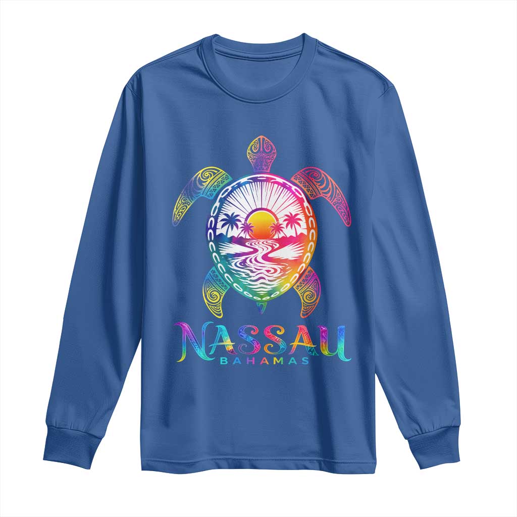 Nassau Bahamas Beach Vacation Long Sleeve Shirt Tie Dye Sea Turtle