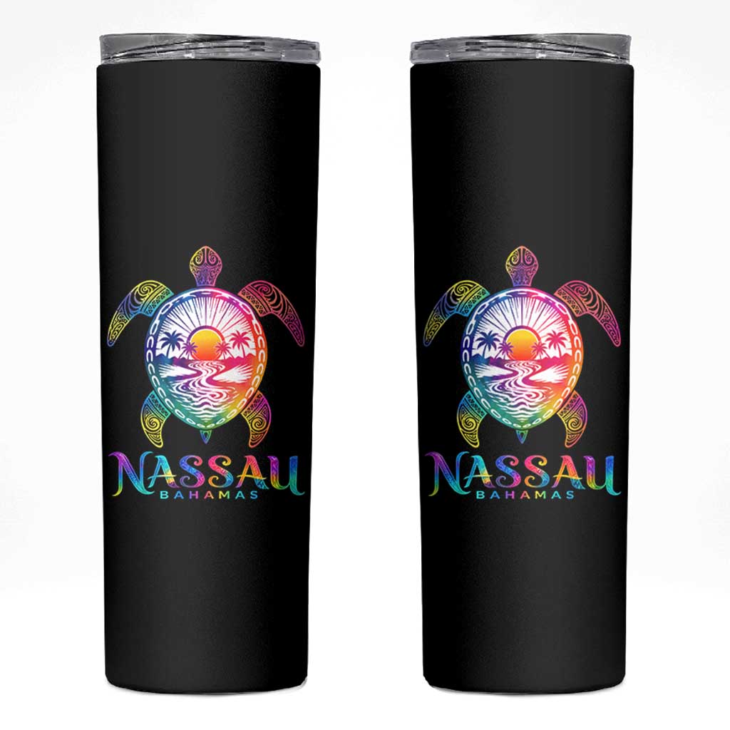 Nassau Bahamas Beach Vacation Skinny Tumbler Tie Dye Sea Turtle
