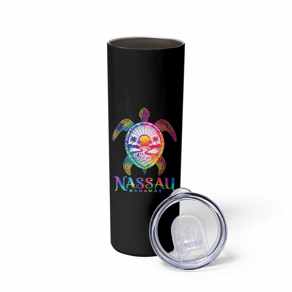 Nassau Bahamas Beach Vacation Skinny Tumbler Tie Dye Sea Turtle