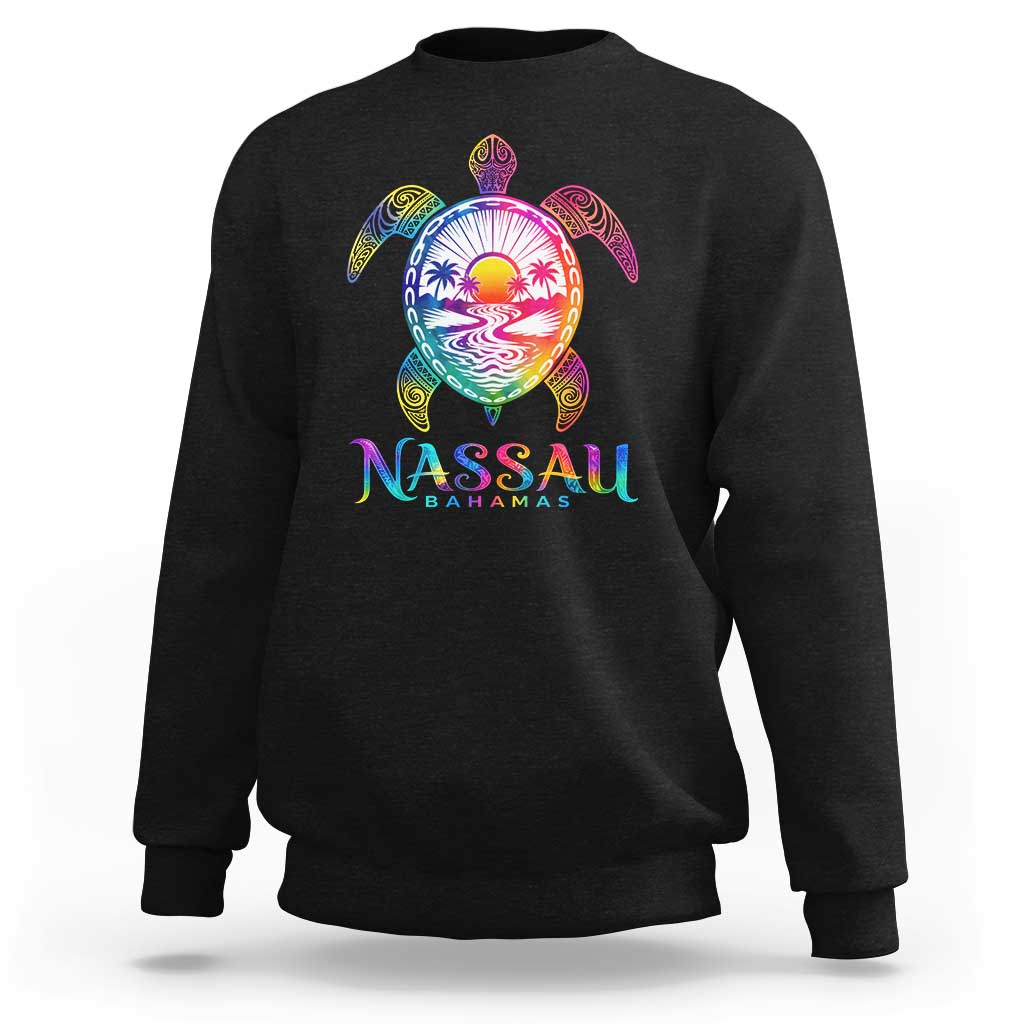 Nassau Bahamas Beach Vacation Sweatshirt Tie Dye Sea Turtle
