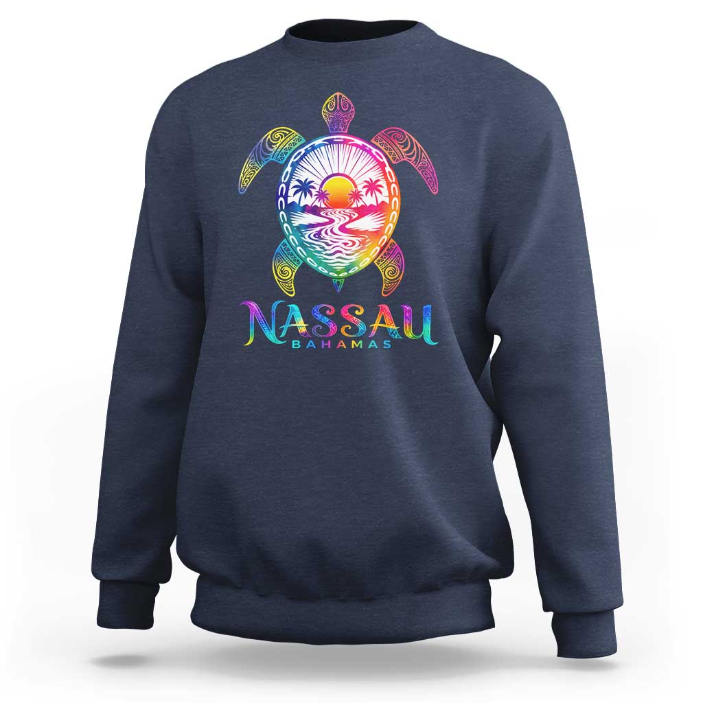 Nassau Bahamas Beach Vacation Sweatshirt Tie Dye Sea Turtle