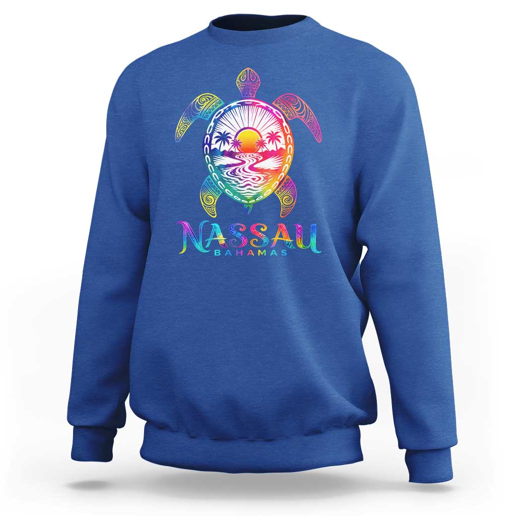 Nassau Bahamas Beach Vacation Sweatshirt Tie Dye Sea Turtle