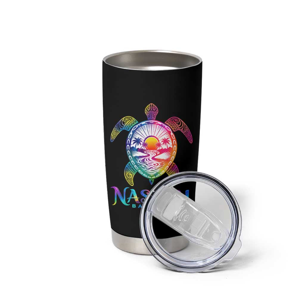 Nassau Bahamas Beach Vacation Tumbler Cup Tie Dye Sea Turtle