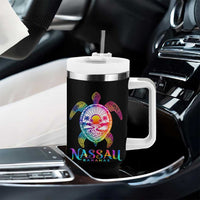Nassau Bahamas Beach Vacation Tumbler With Handle Tie Dye Sea Turtle