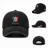 Nassau Bahamas Beach Vacation Washed Cotton Baseball Cap Tie Dye Sea Turtle