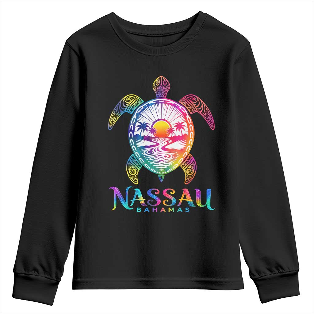 Nassau Bahamas Beach Vacation Youth Sweatshirt Tie Dye Sea Turtle