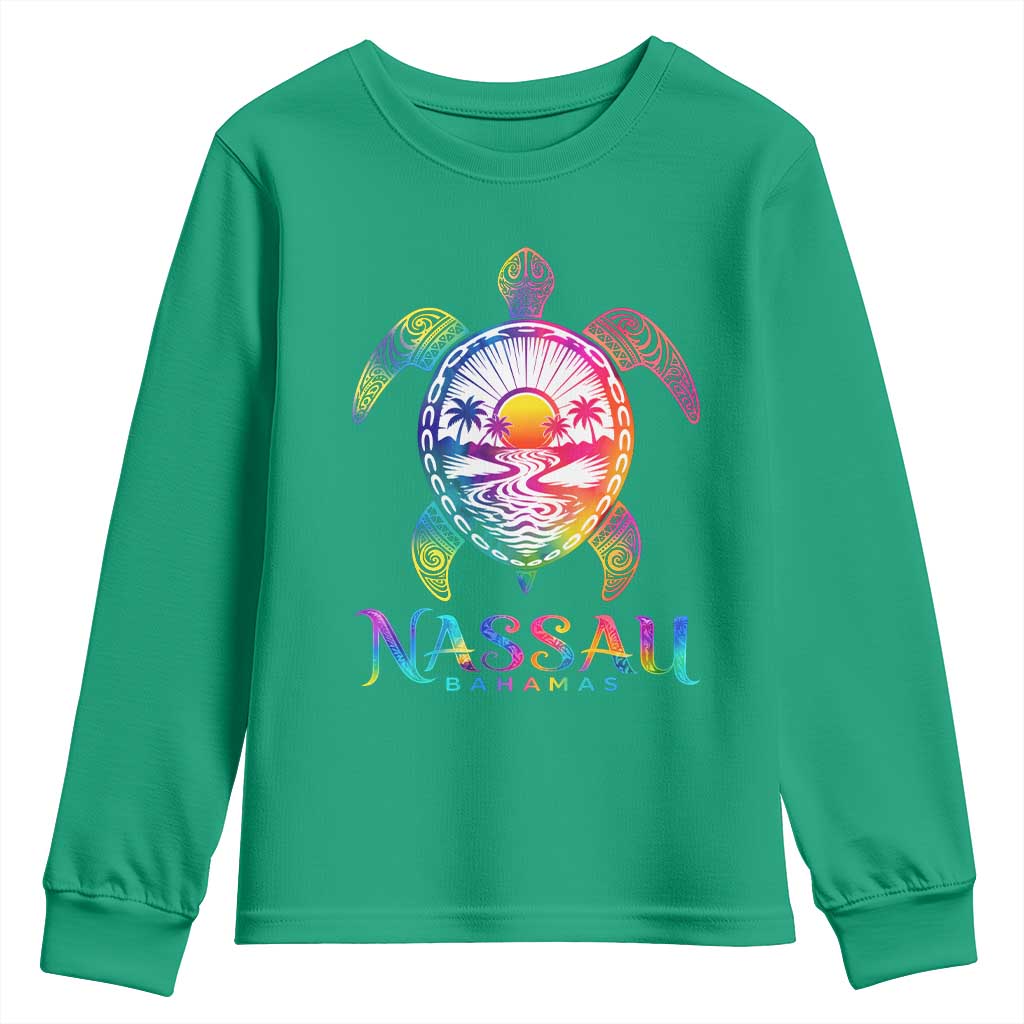 Nassau Bahamas Beach Vacation Youth Sweatshirt Tie Dye Sea Turtle