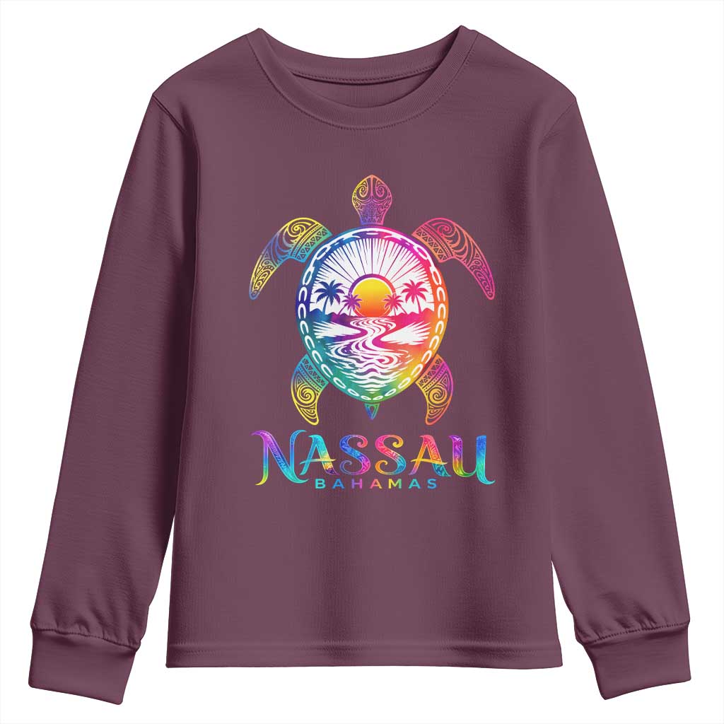 Nassau Bahamas Beach Vacation Youth Sweatshirt Tie Dye Sea Turtle