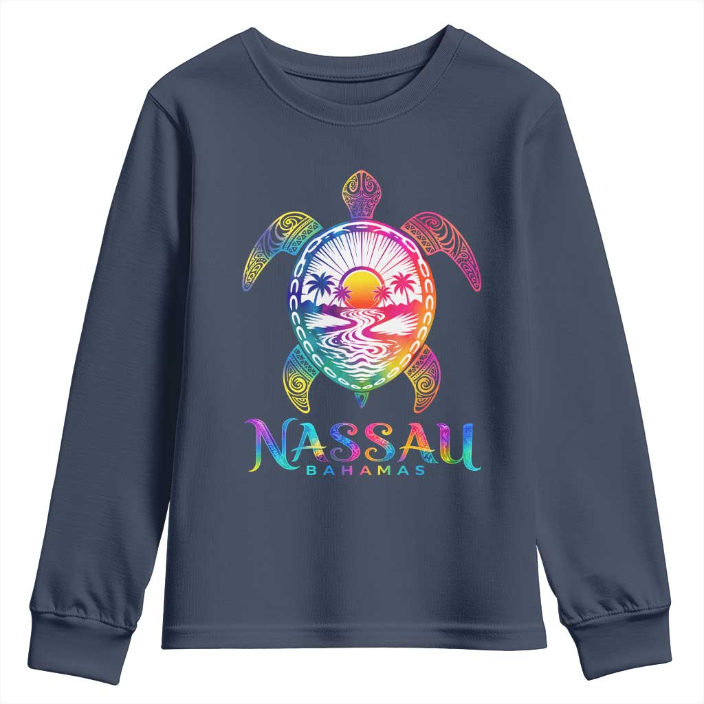 Nassau Bahamas Beach Vacation Youth Sweatshirt Tie Dye Sea Turtle