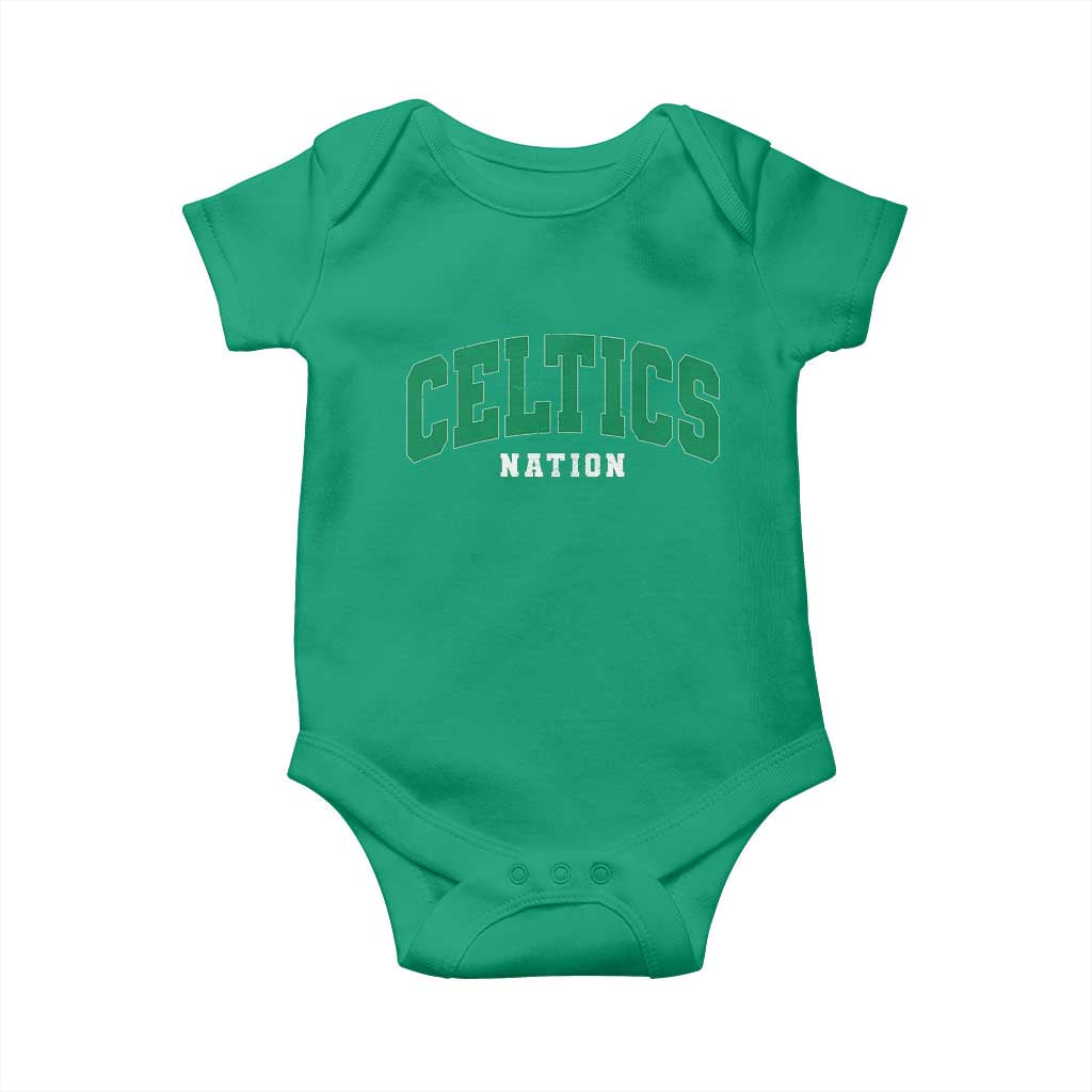 Celtic Nation Baby Onesie Sports Varsity Aesthetic Letters Cap