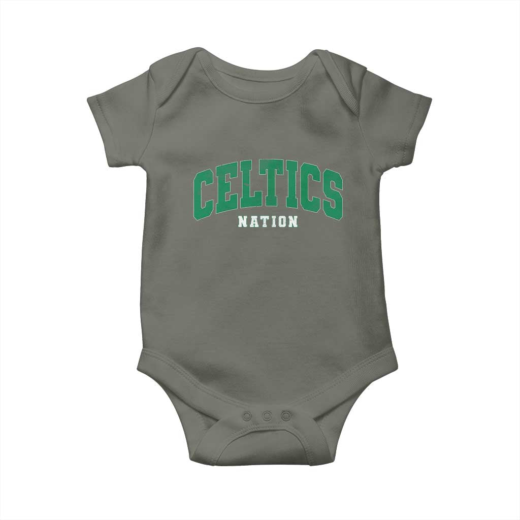 Celtic Nation Baby Onesie Sports Varsity Aesthetic Letters Cap