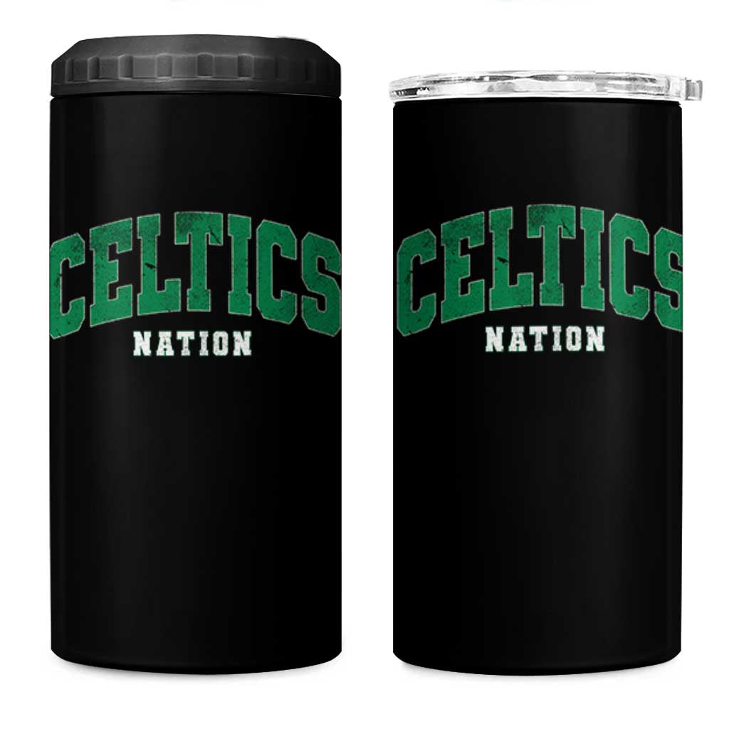 Celtic Nation 4 in 1 Can Cooler Tumbler Sports Varsity Aesthetic Letters Cap