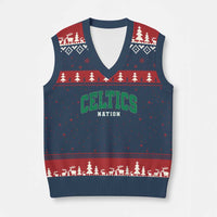 Celtic Nation V-Neck Knit Sweater Vest Sports Varsity Aesthetic Letters Cap