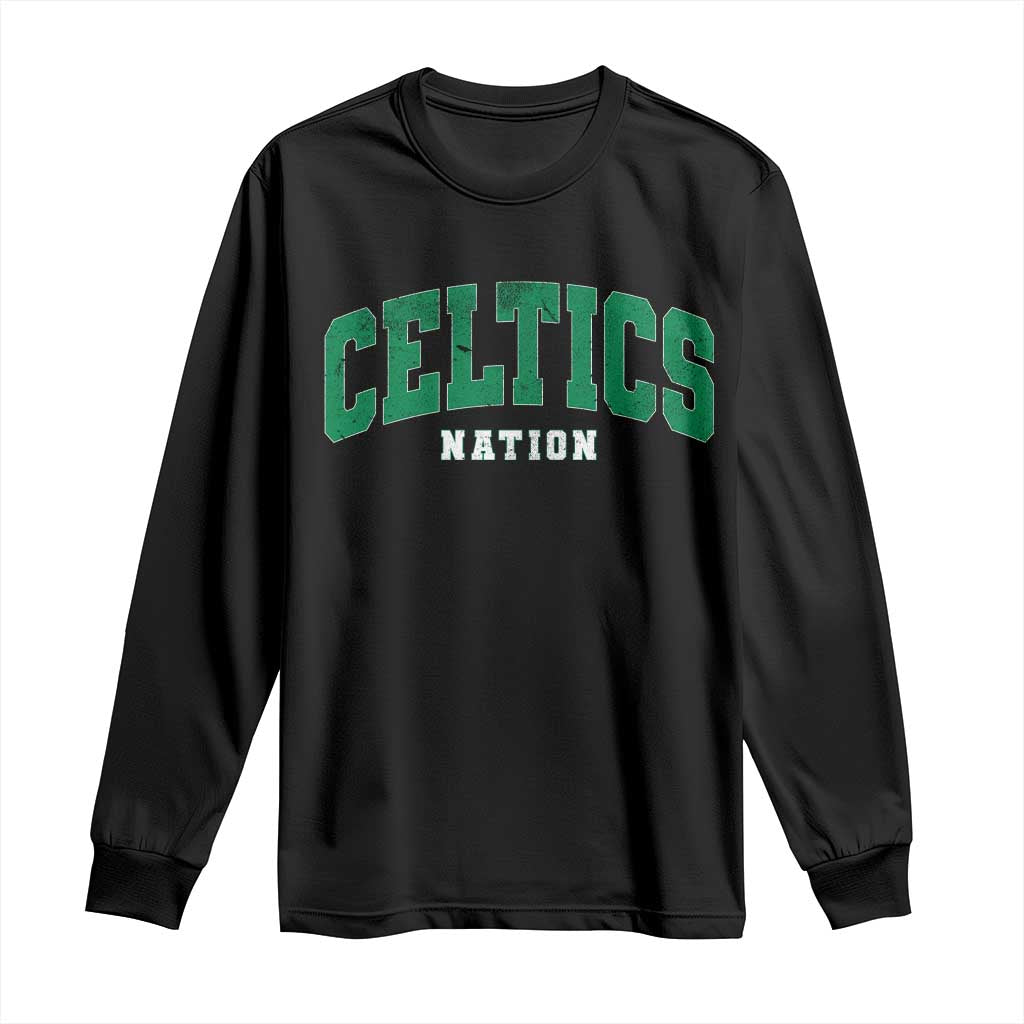 Celtic Nation Long Sleeve Shirt Sports Varsity Aesthetic Letters Cap