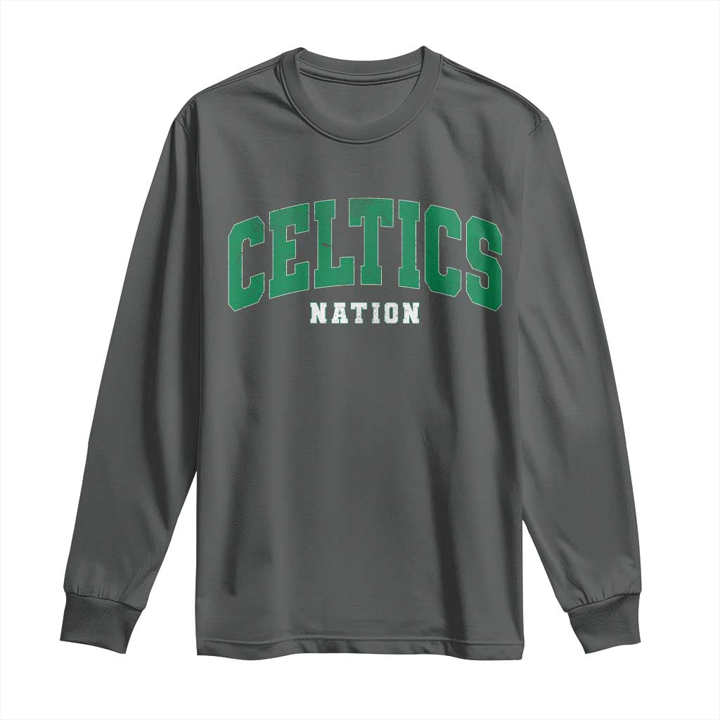 Celtic Nation Long Sleeve Shirt Sports Varsity Aesthetic Letters Cap