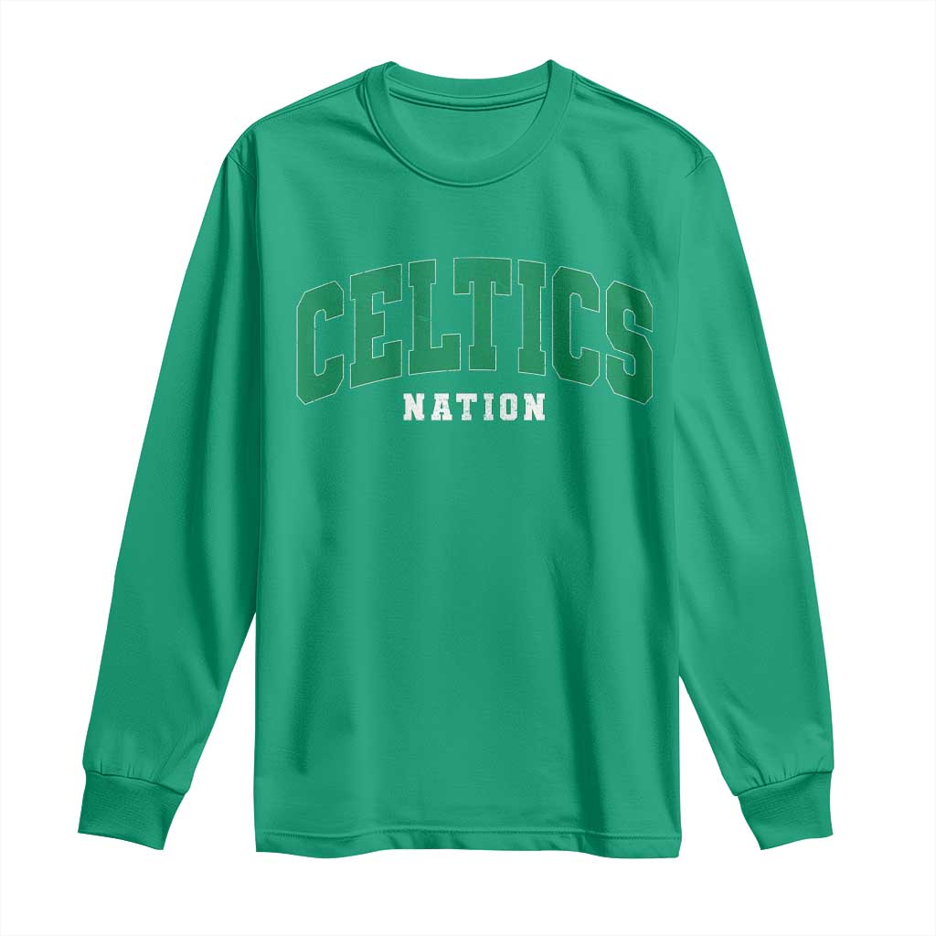 Celtic Nation Long Sleeve Shirt Sports Varsity Aesthetic Letters Cap